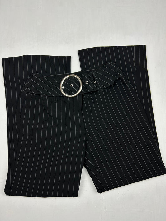 Black belt low waist office pants (S)