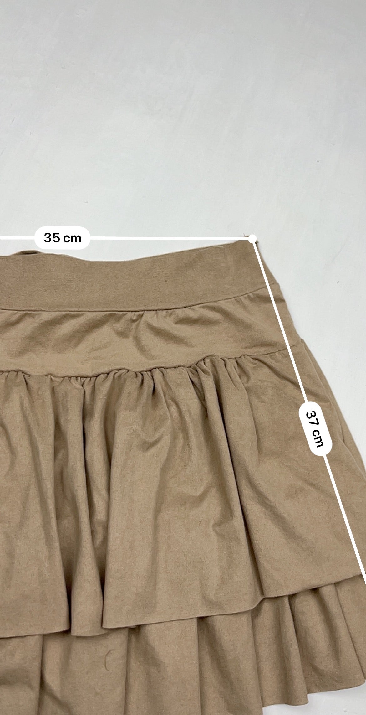 Beige suede low rise mini pleated skirt (S)