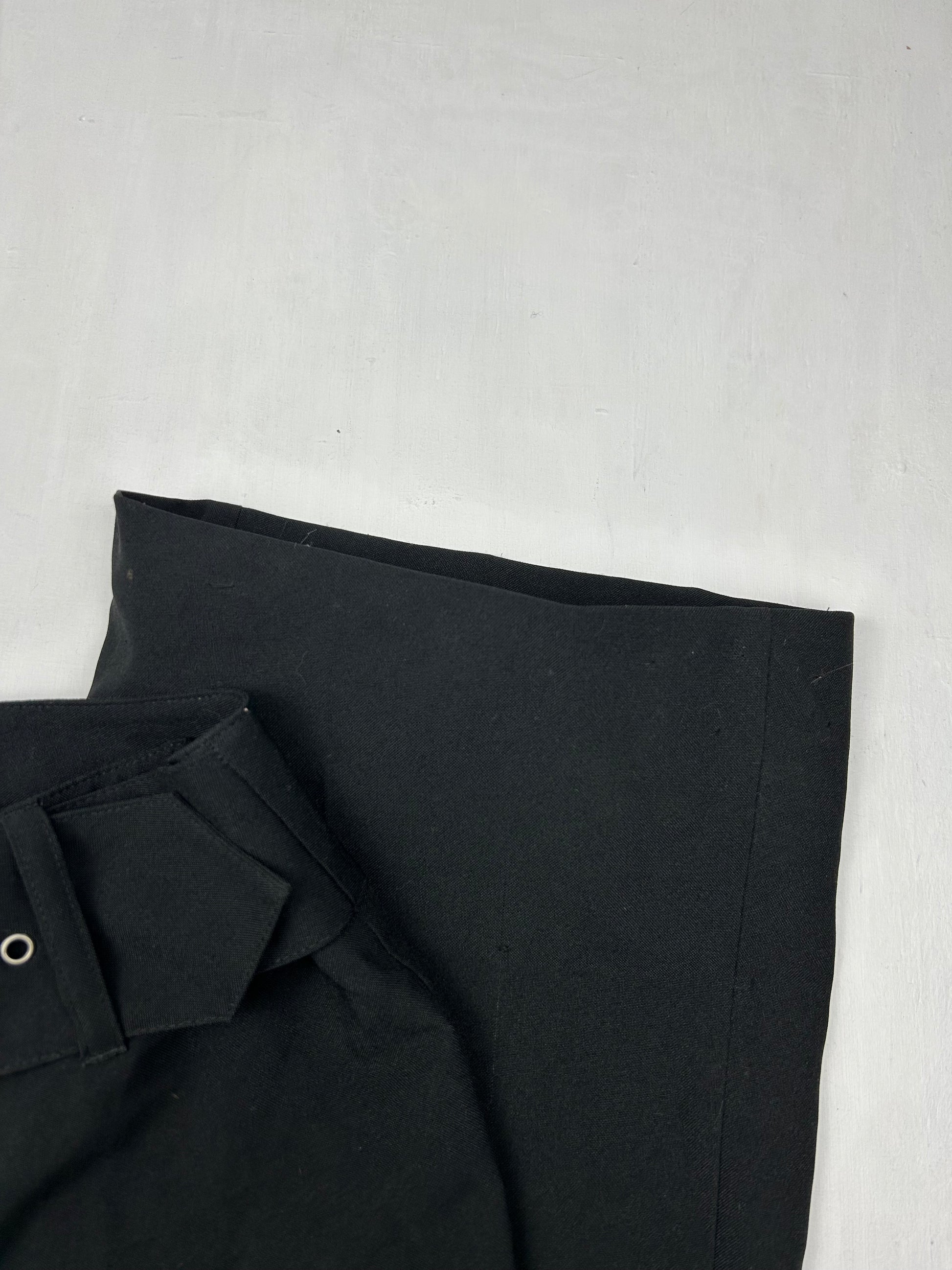 Black low waist belt office pants (S)