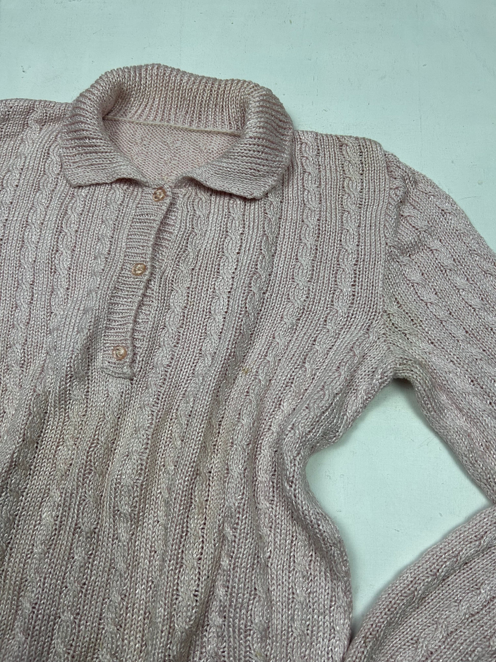 Baby pink polo neck knitted jumper (S/M)