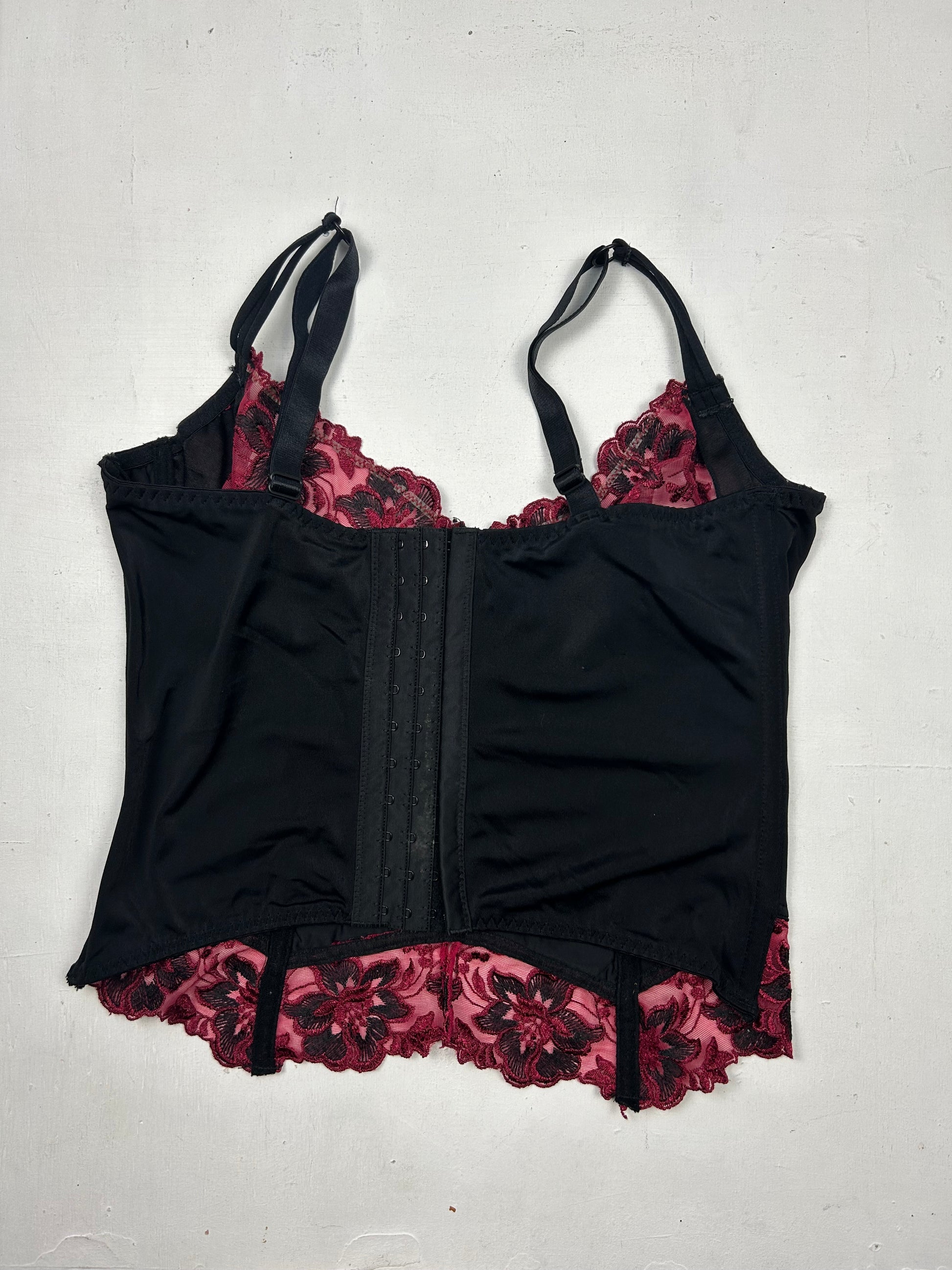 Black corset lace detail cami top (100D)