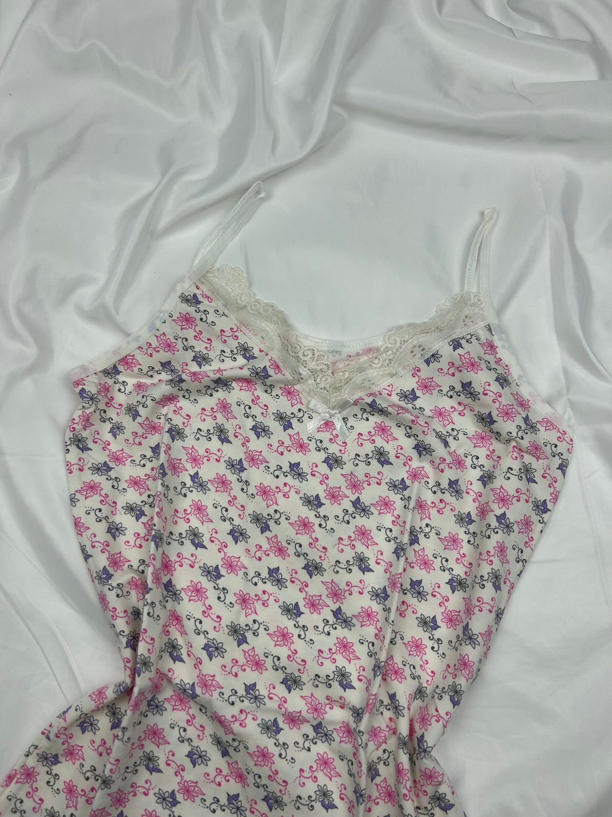 Floral print pink cami top (S/M)