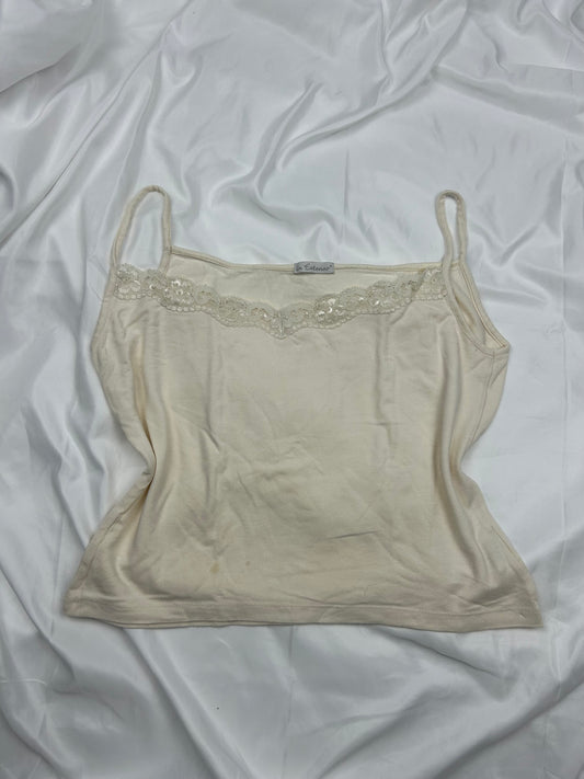 Cream lace cami top (L)