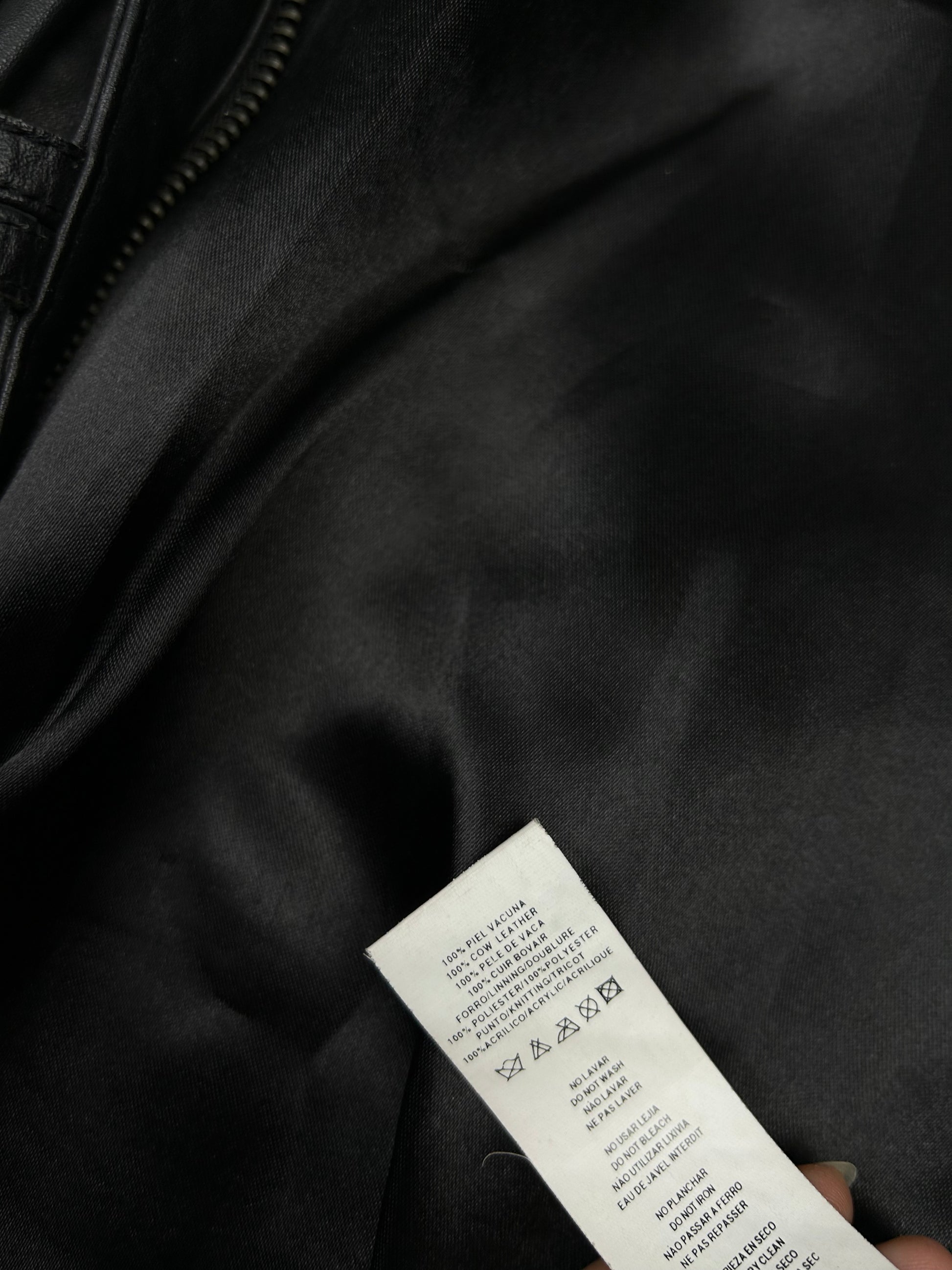 Black 100% real leather biker jacket (S)