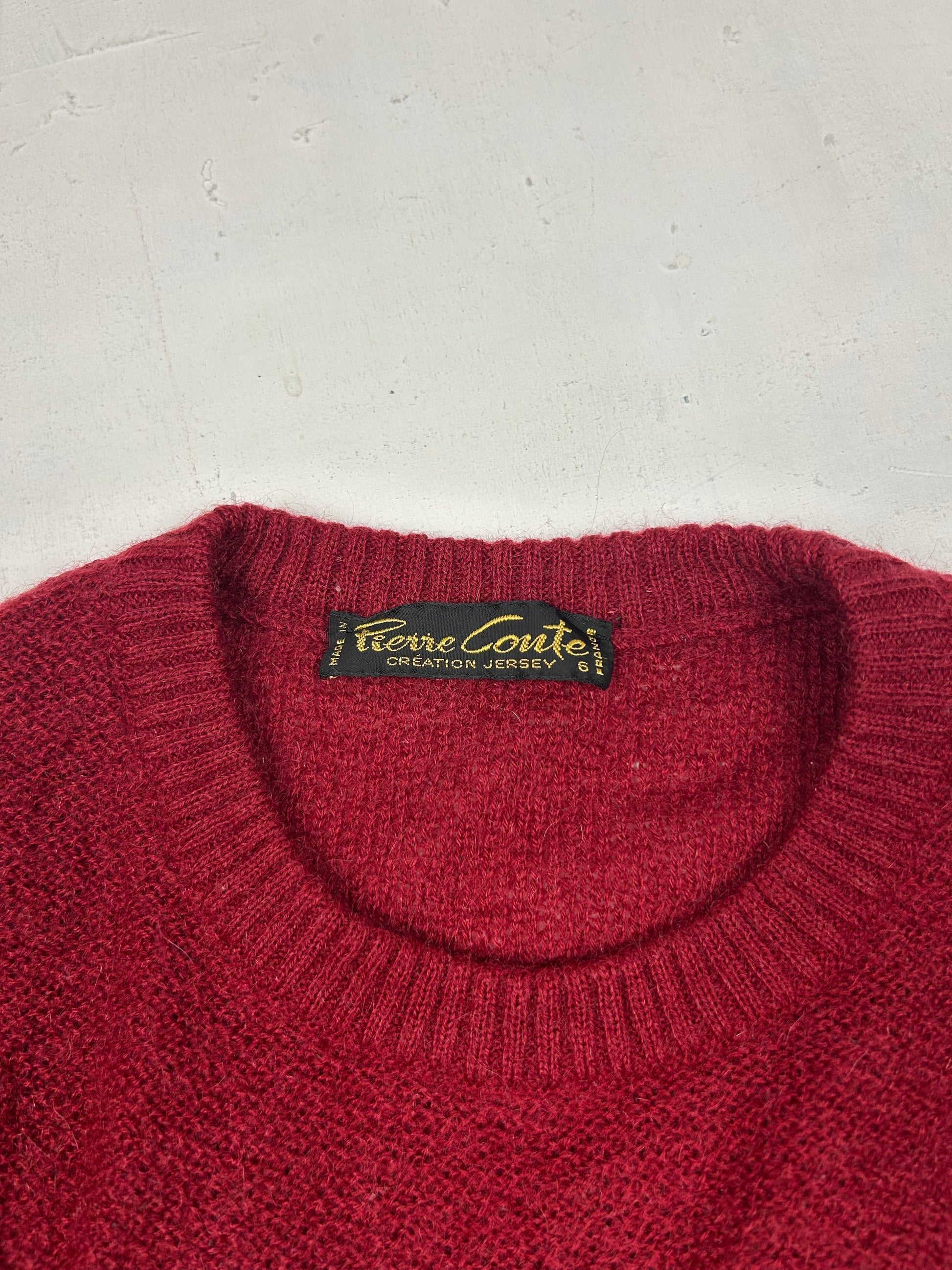 Red wool roundneck knitted  jumper (M/L)