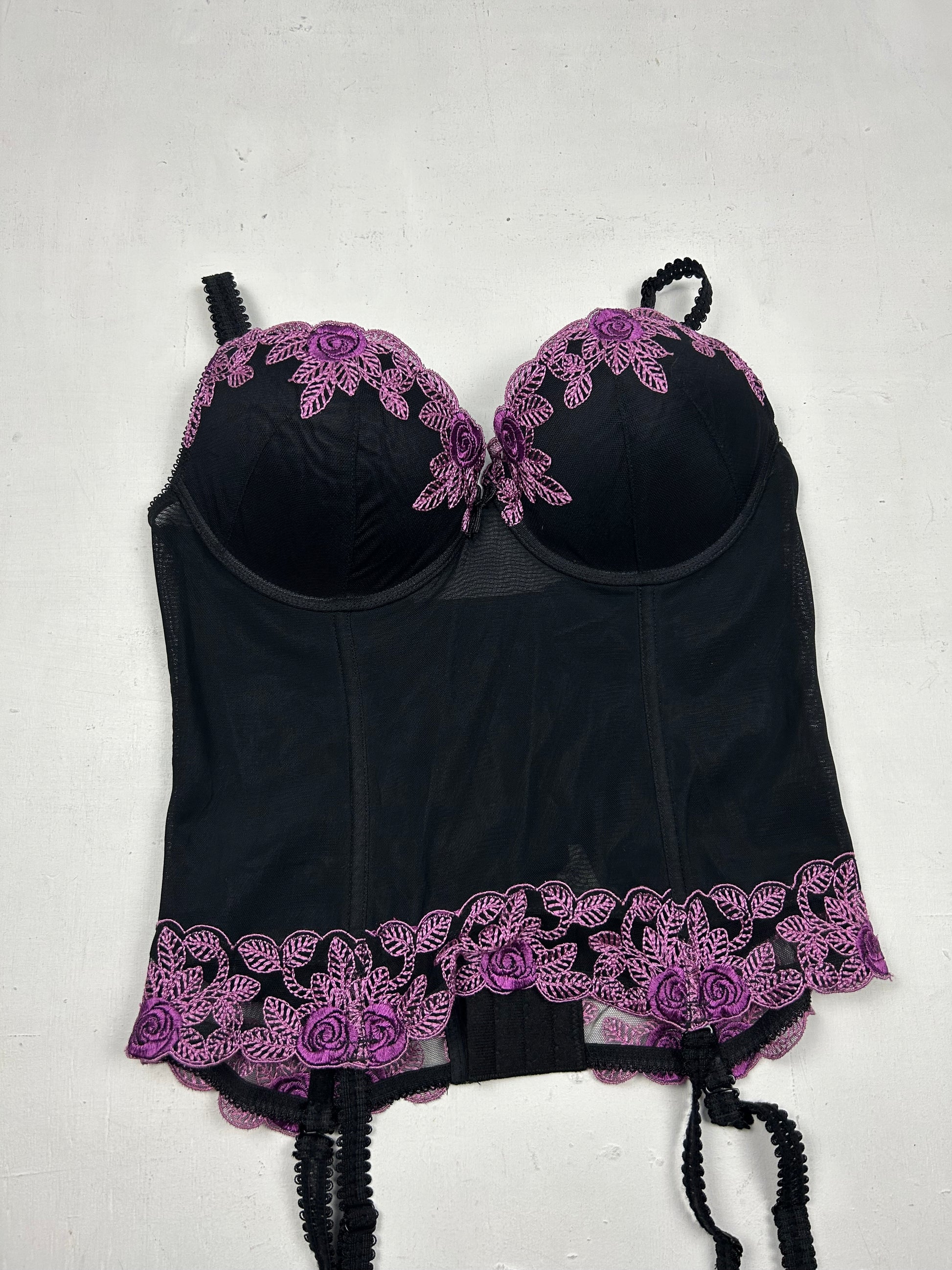 Black corset lace detail cami top (90C)