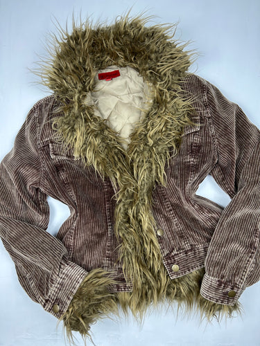 Brown faux fur afghan coat (S/M)