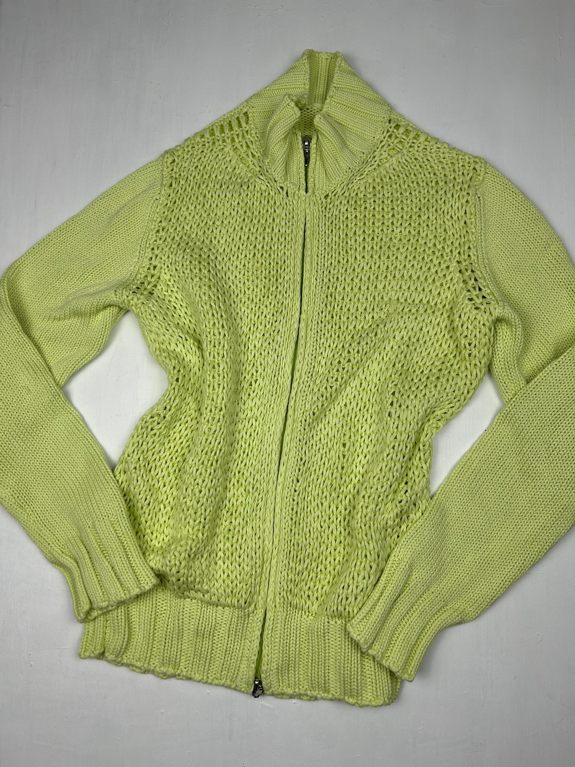 Green zip up cardigan jumper (S/M)