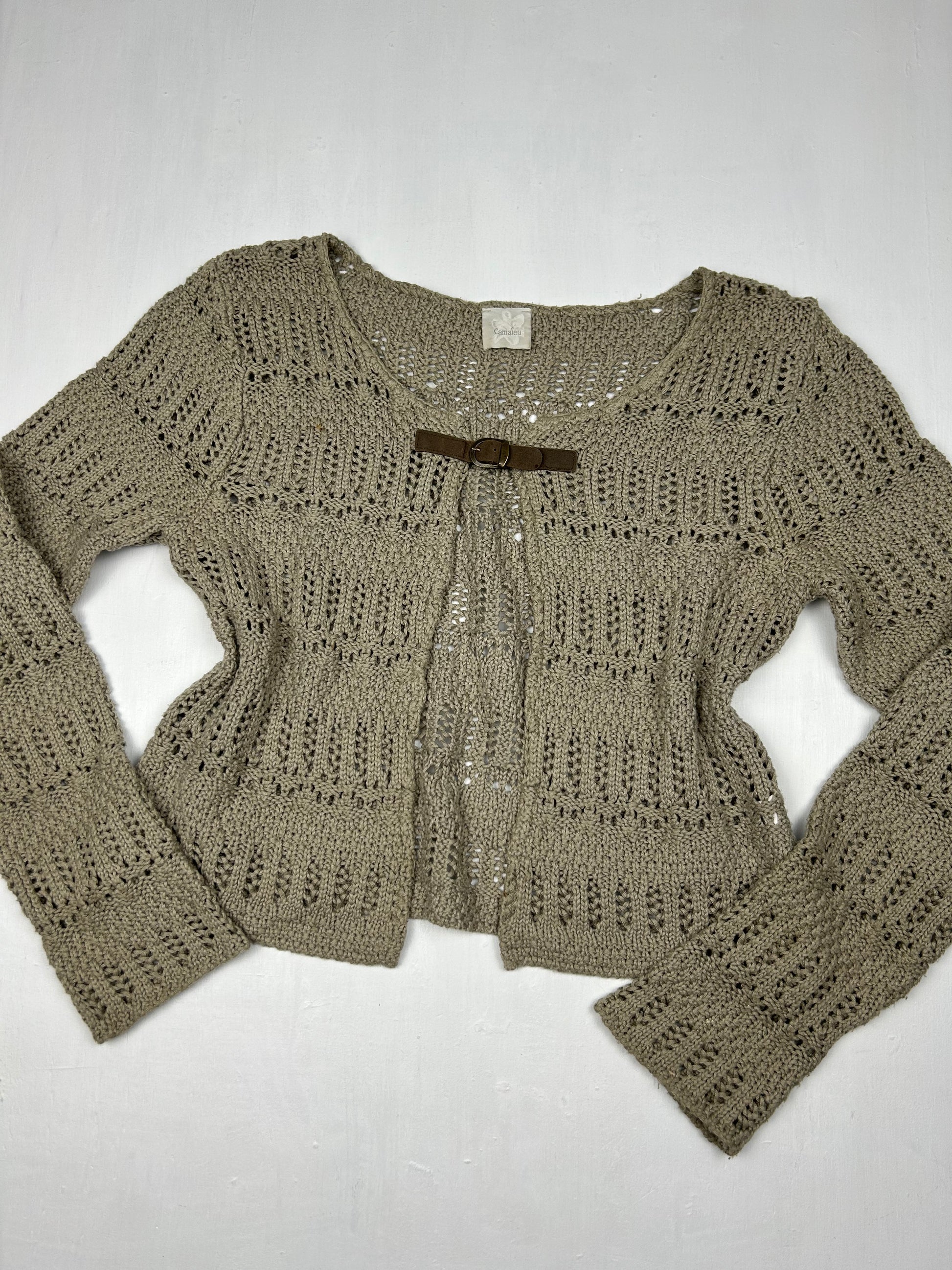 Beige crochet cardigan jumper (S)