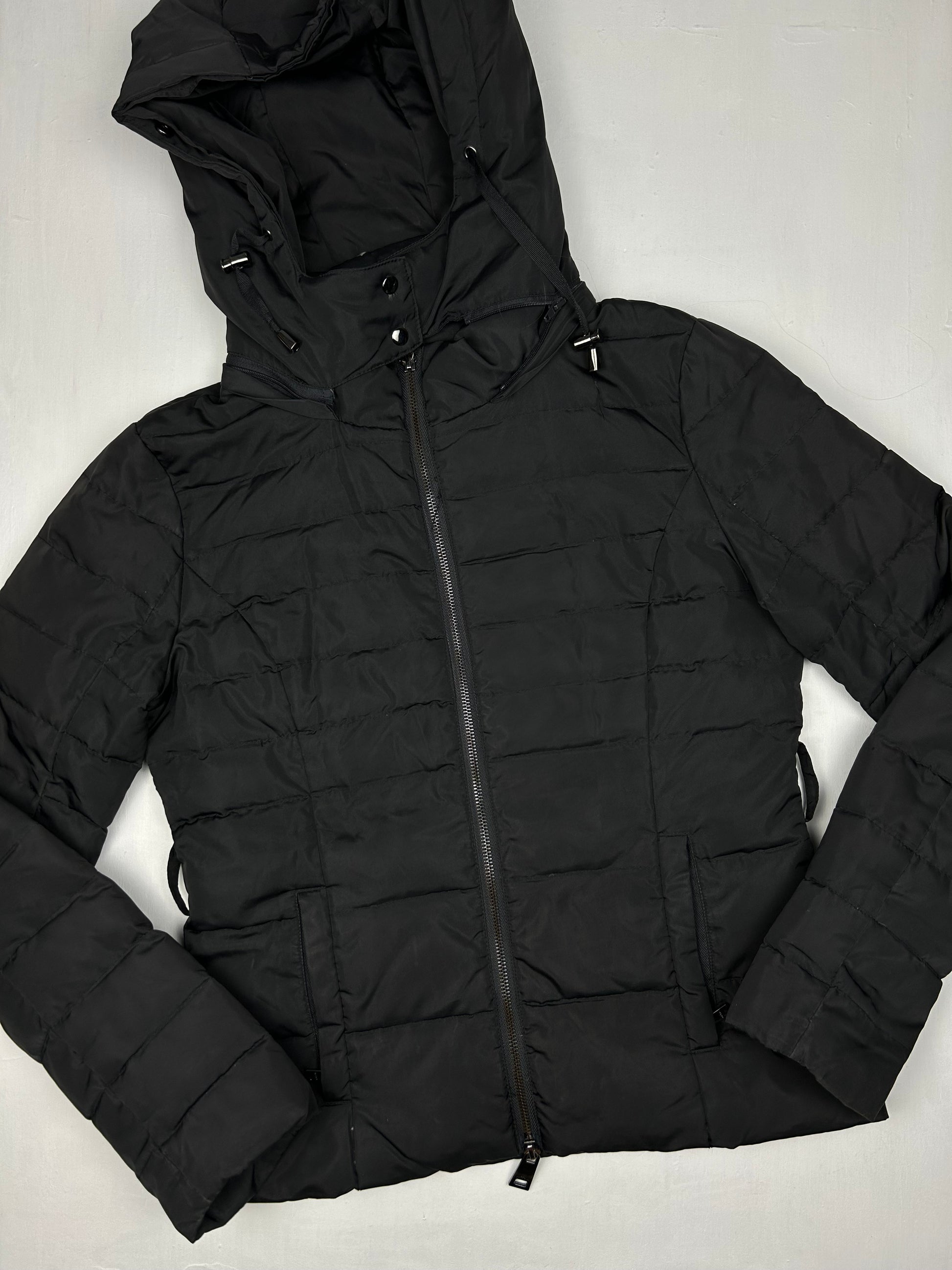 Black duck down zip up winter biker jacket (S)