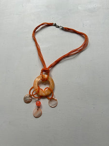 Orange pearls pendant necklace y2k vintage