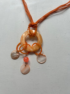 Orange pearls pendant necklace y2k vintage