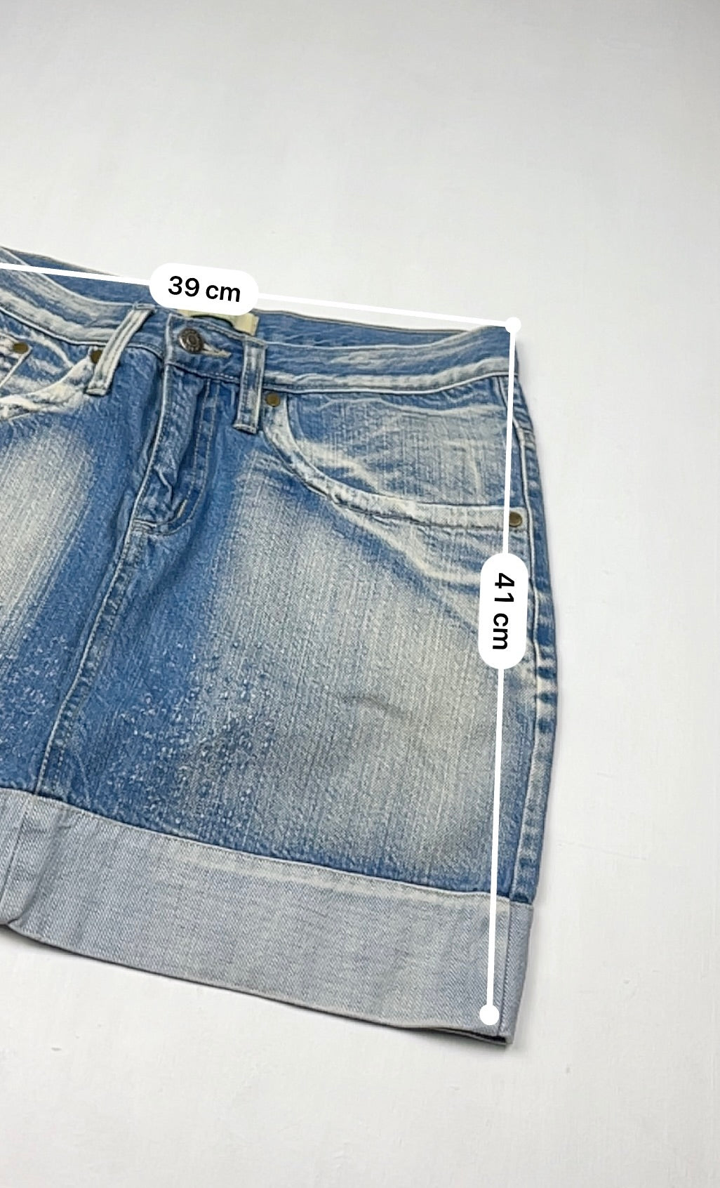 Blue denim low rise mini skirt (S)