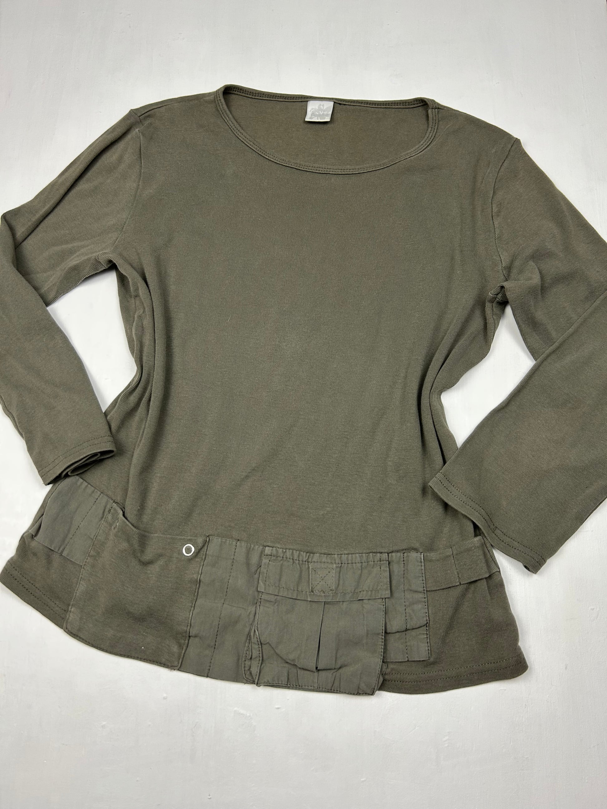 Khaki utility long sleeves top (S/M)