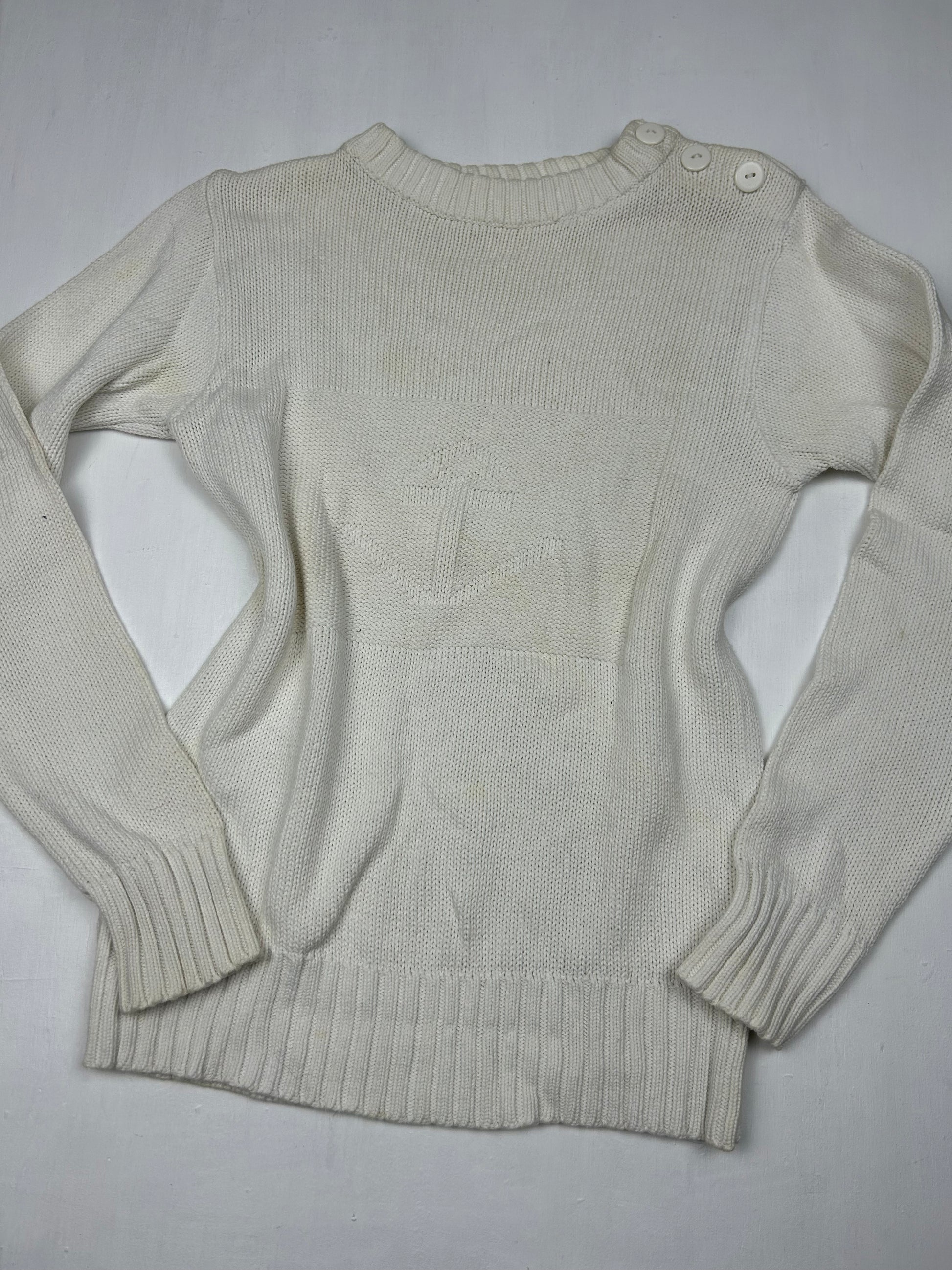 White round neck knitter jumper (S)