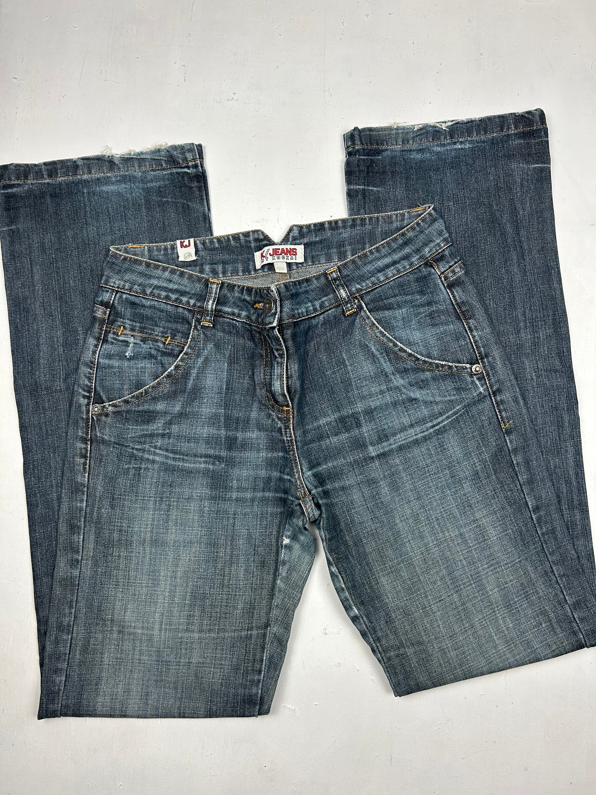 Blue low waist bootcut denim pants (S)