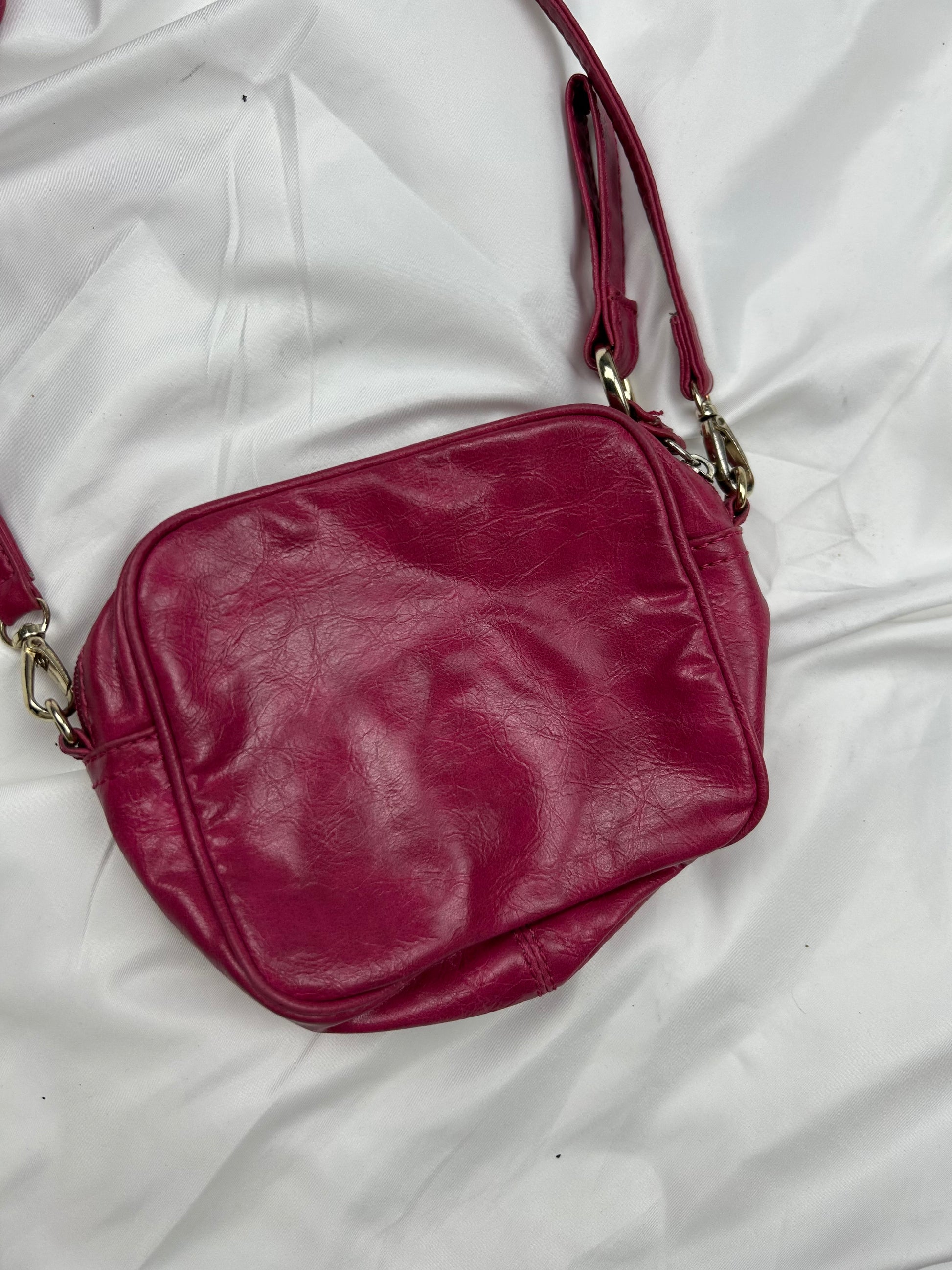 Red lace up crossbody mini bag