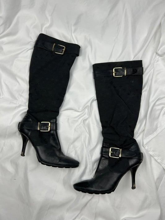 Black buckle knee high boots (37)