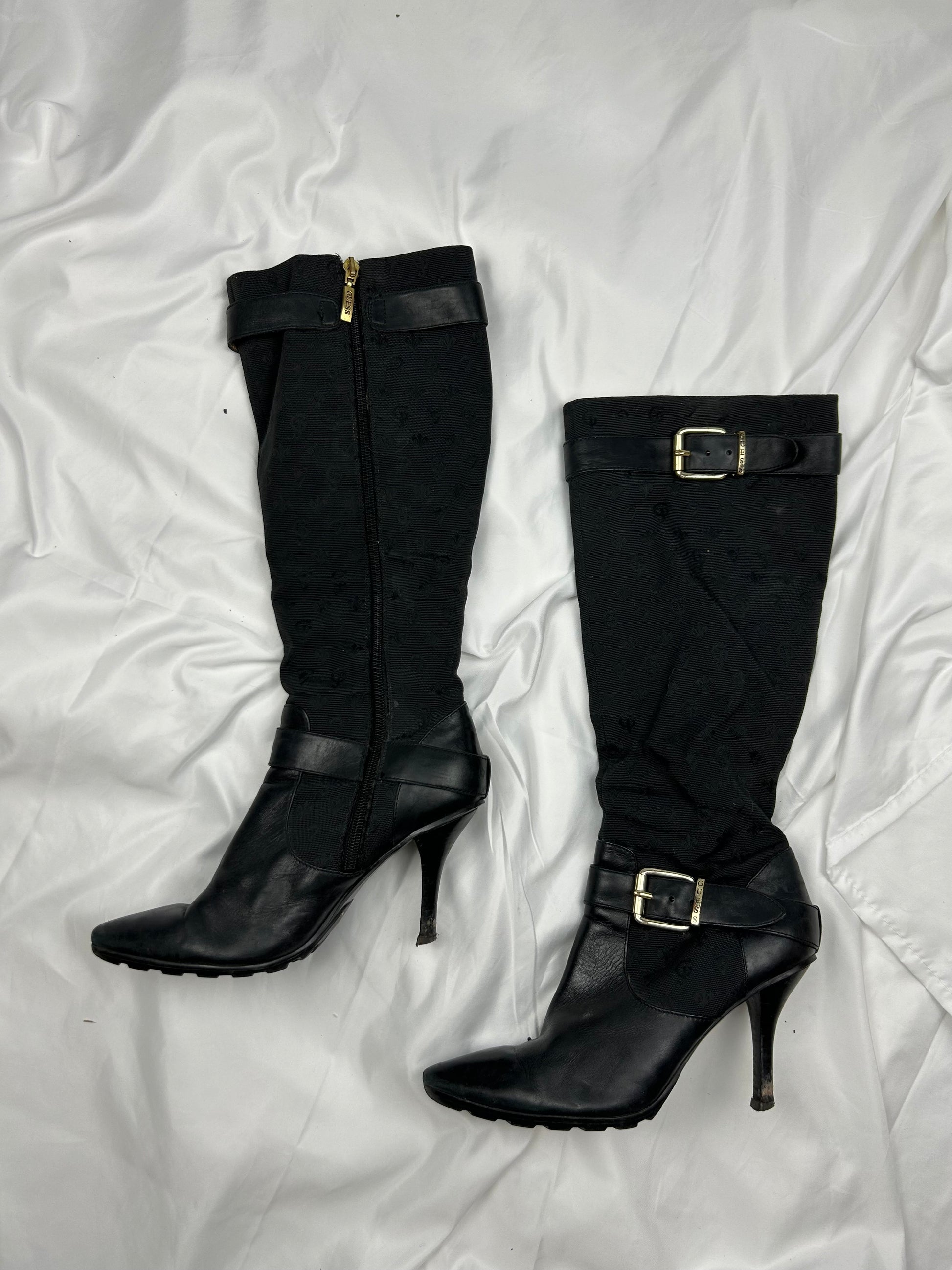 Black buckle knee high boots (37)