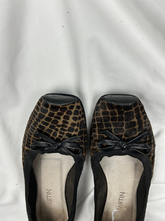 Panther print square toes leather ballet shoes (36)