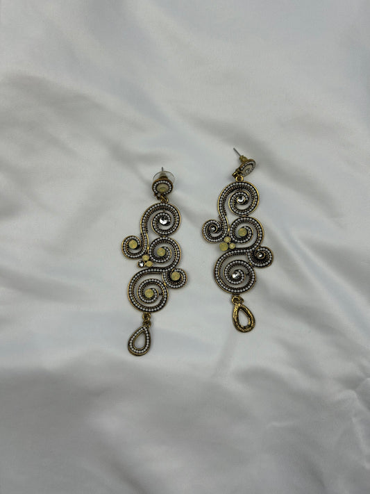 Vintage stainless steel gold pendant earrings