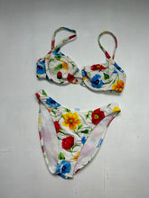 Load image into Gallery viewer, White multicolor floral print adjustable  bikini set (M)