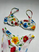 Load image into Gallery viewer, White multicolor floral print adjustable  bikini set (M)