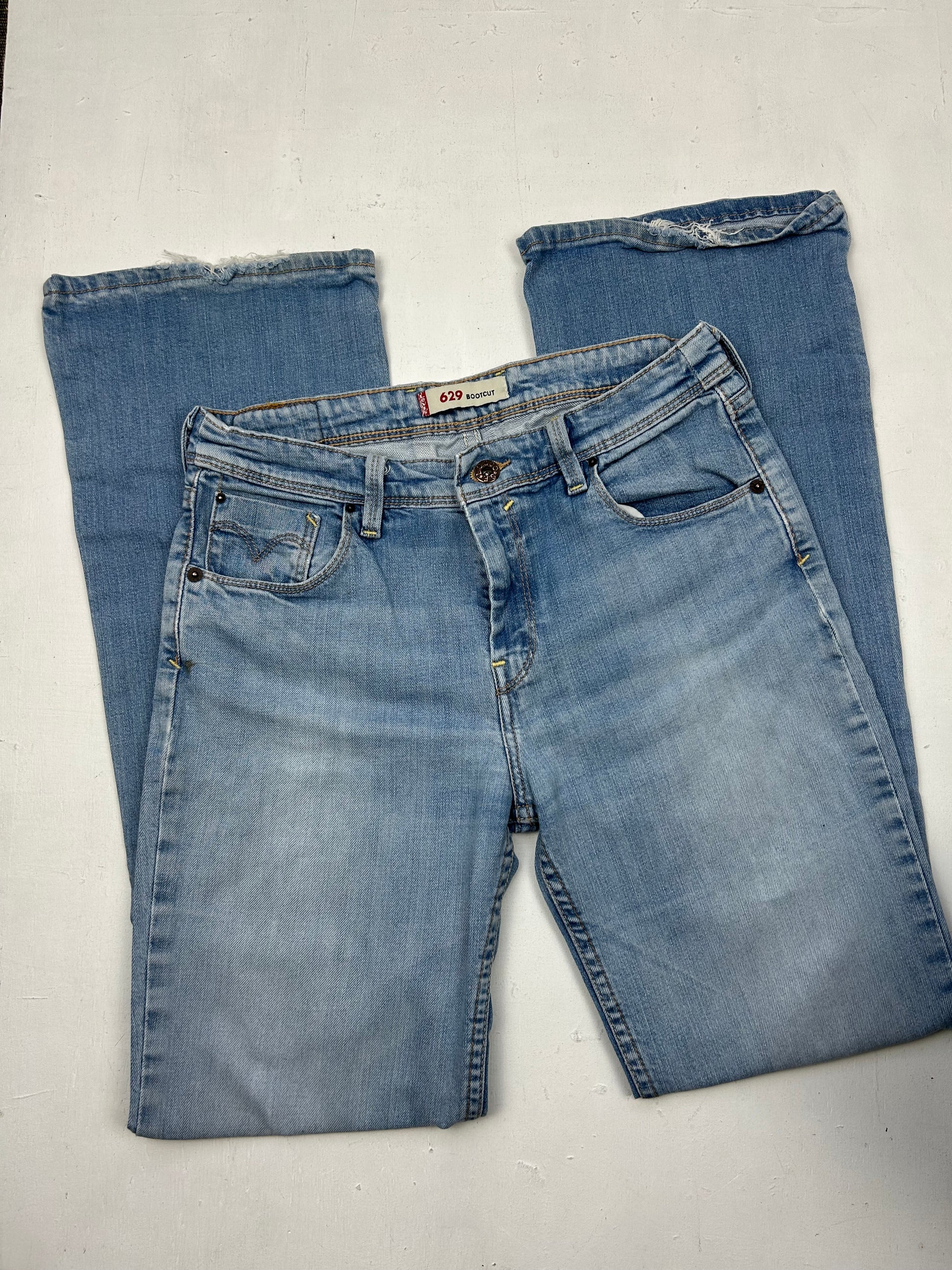 Blue denim  low waist flare bootcut pants (S)