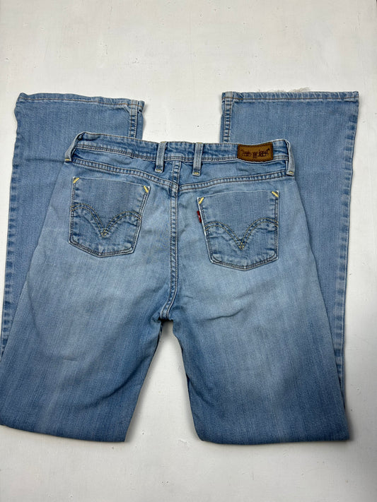 Blue denim  low waist flare bootcut pants (S)