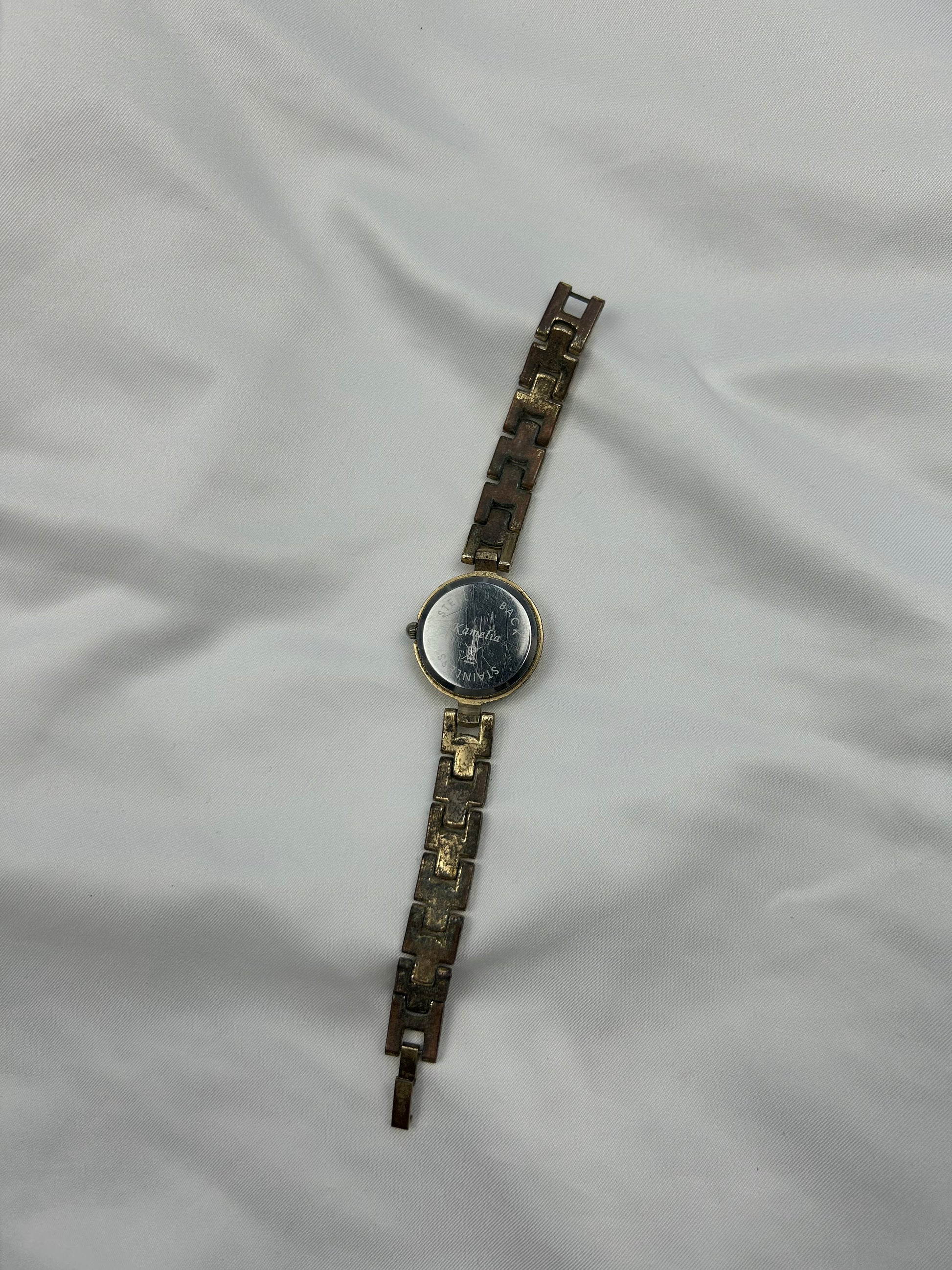 Vintage stainless steel gold jewelry watch