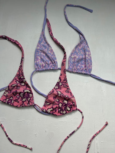 Floral print y2k vintage adjustable bikini top (M)