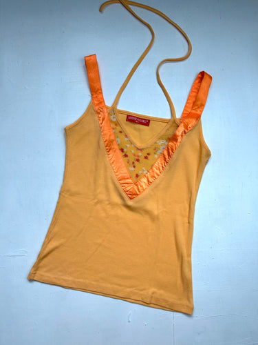 Orange ribbed halter cami top (S)