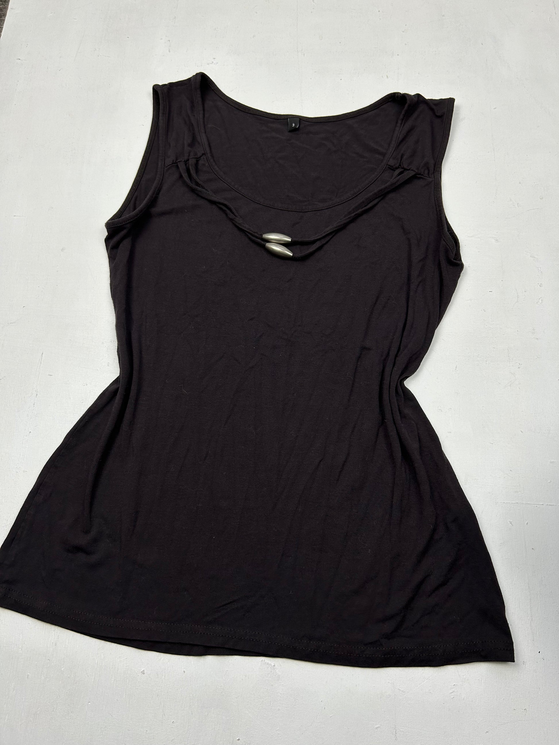 Black cotton pearls tank top (L)