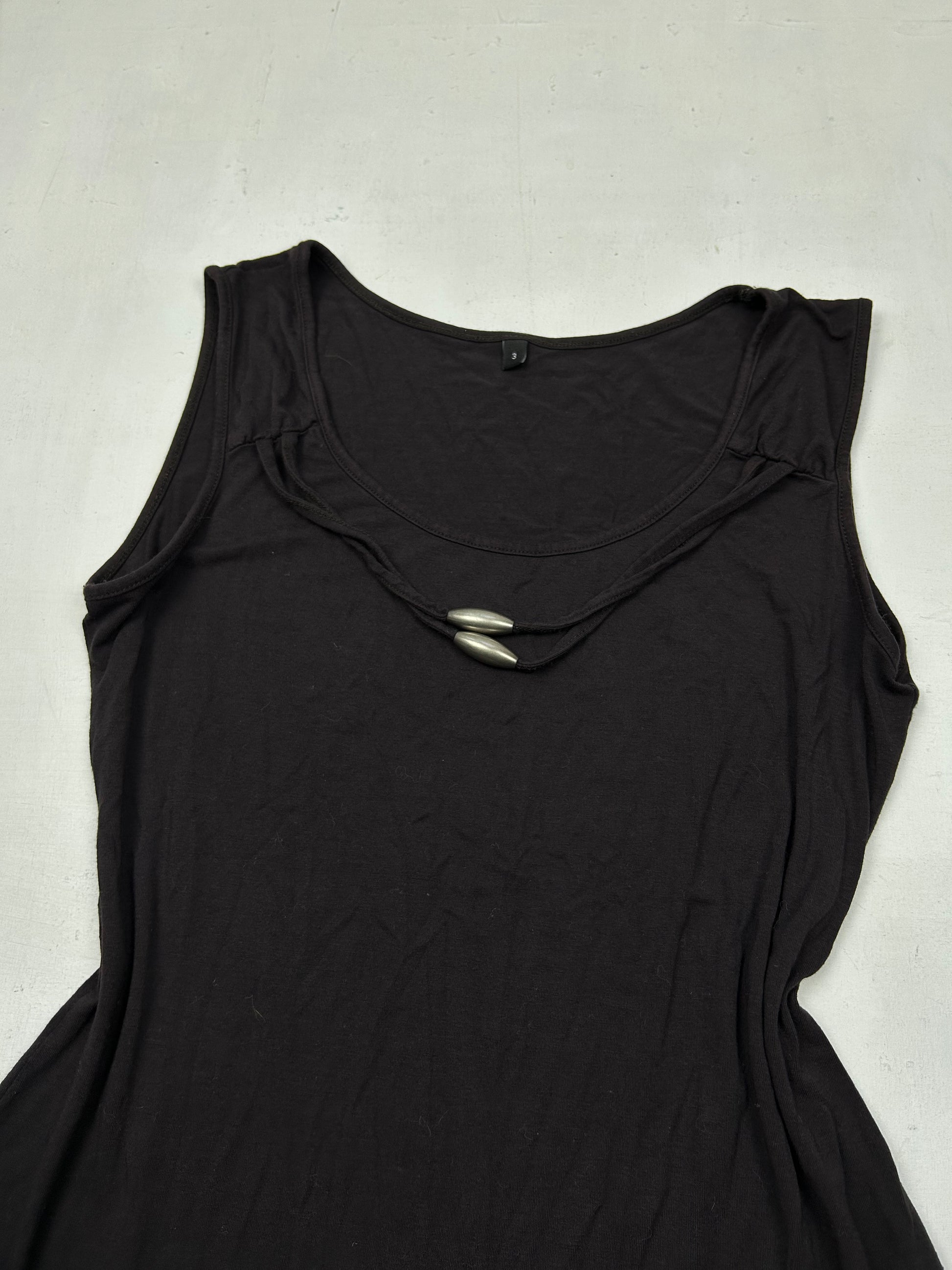 Black cotton pearls tank top (L)