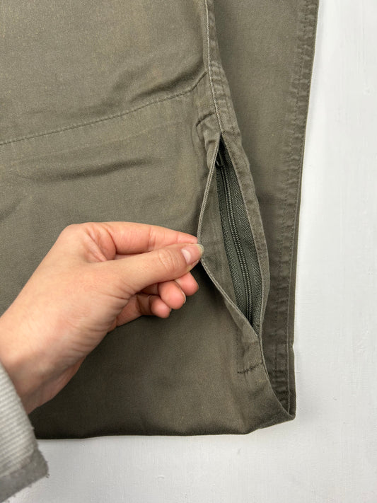 Khaki cargo mid waist baggy pants (S)