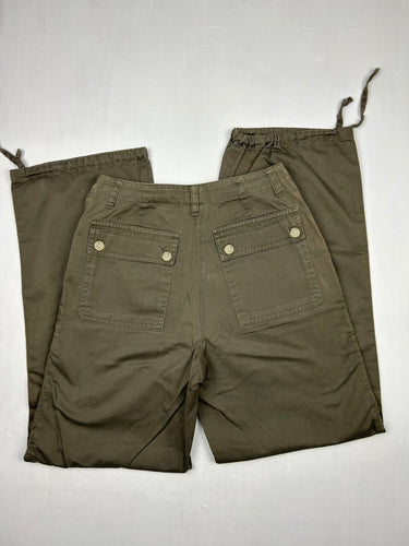 Khaki cargo mid waist baggy pants (S)