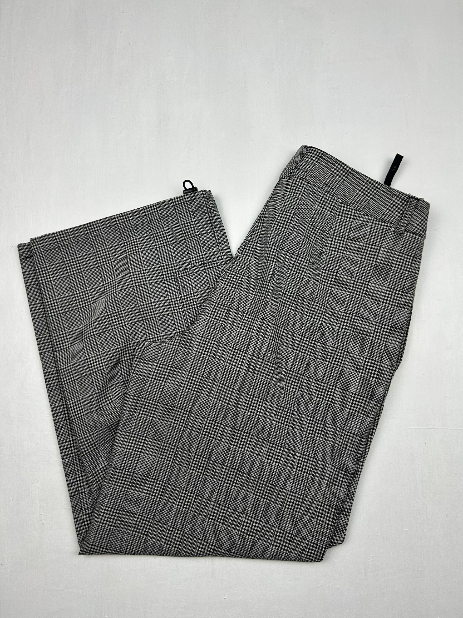 Grey low waist baggy check print office pants (S/M)