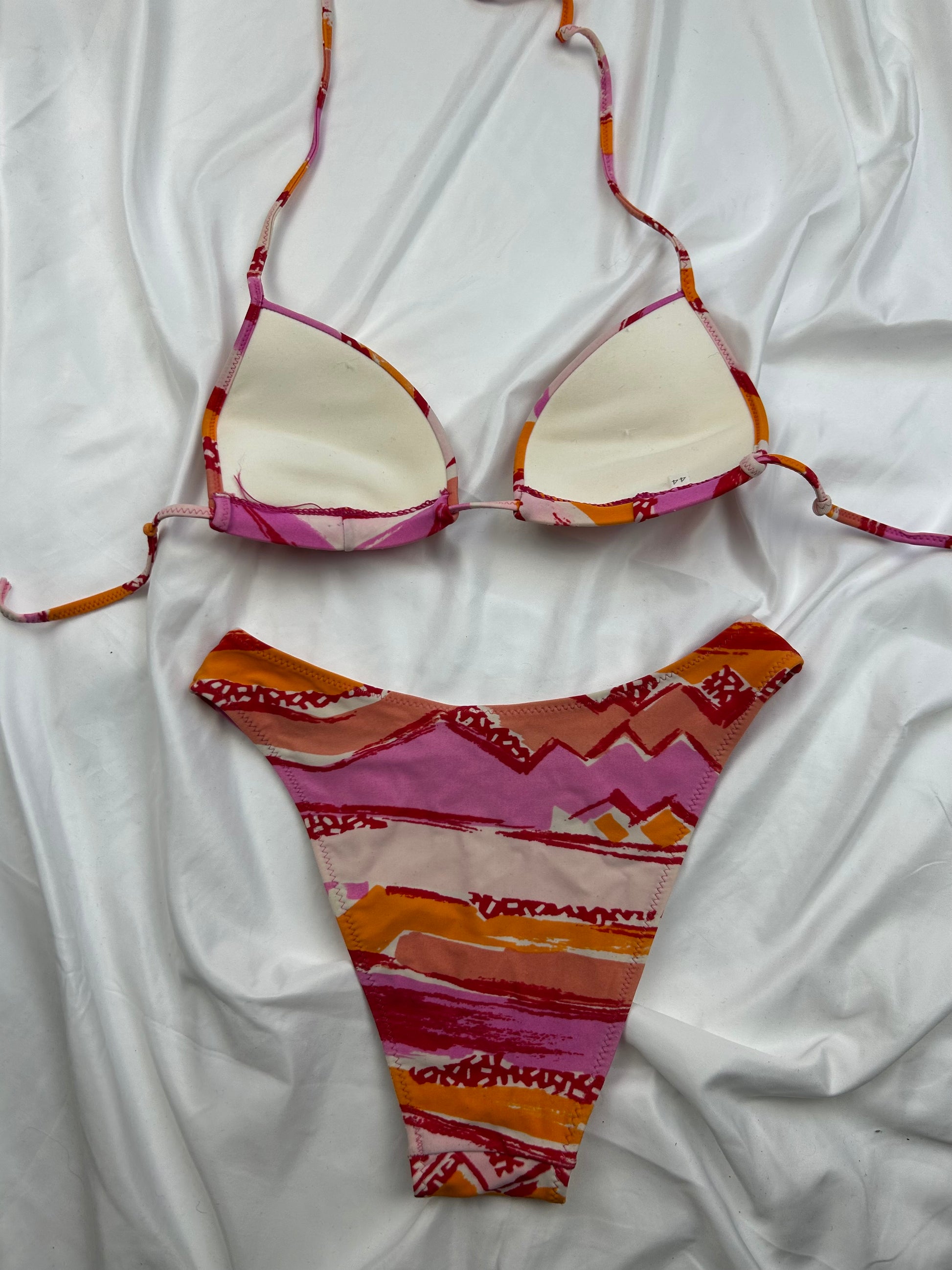 Orange graphic print bikini set (S/M)