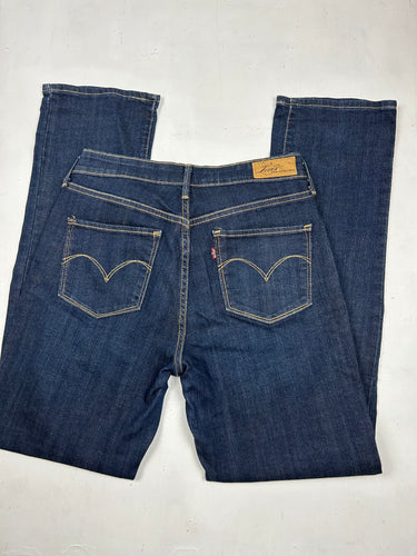 Blue navy denim  low waist flare bootcut pants (S)