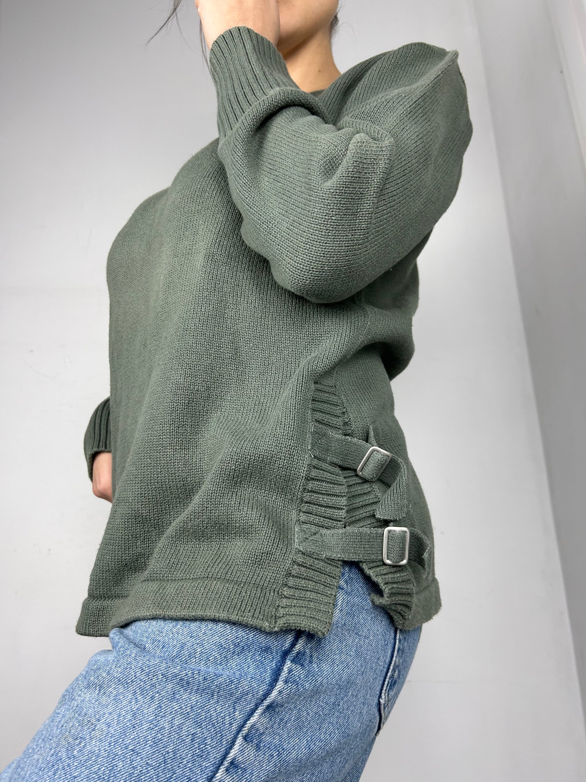 Khaki belt side knitted jumper (M/L)