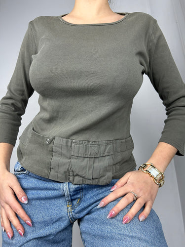 Khaki utility long sleeves top (S/M)