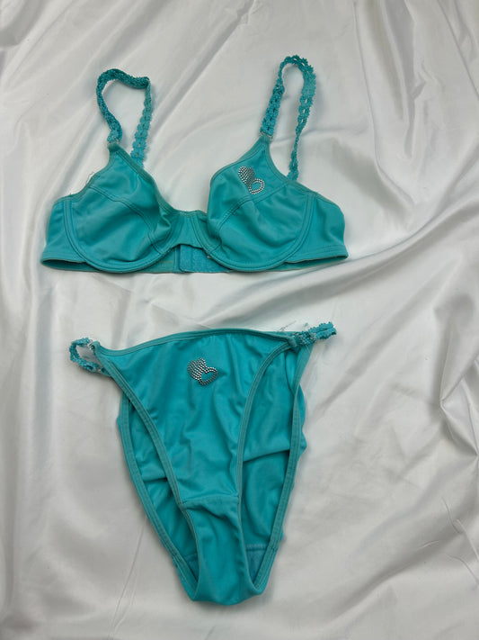 Blue high waisted bikini set (S)