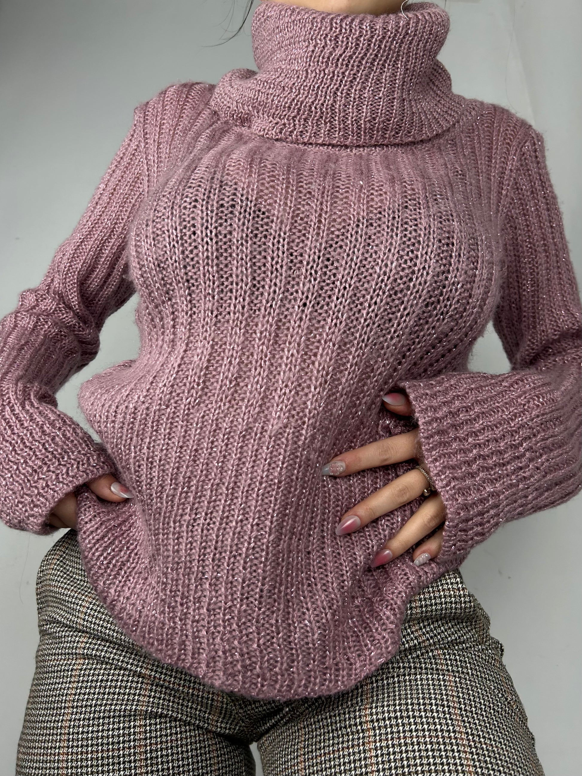 Purple mauve turtleneck knitter jumper (S/M)