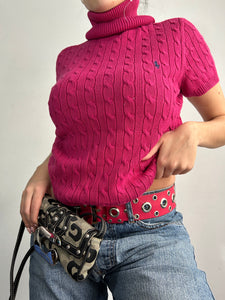 Pink turtleneck knitted tee (L)