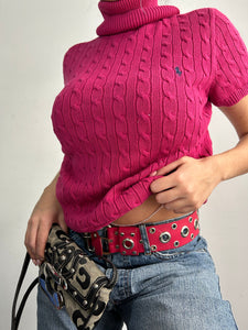 Pink turtleneck knitted tee (L)