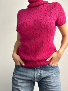 Pink turtleneck knitted tee (L)