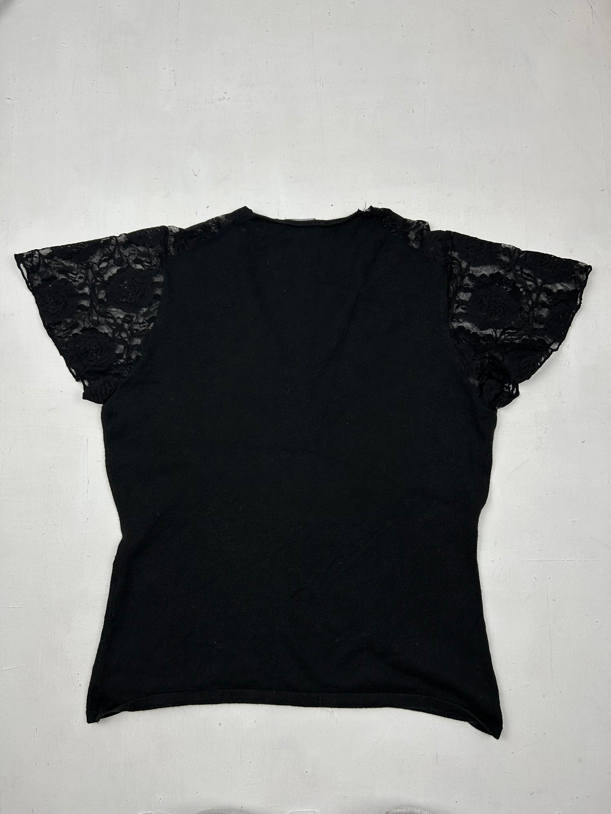 Black lace detail tee (M)