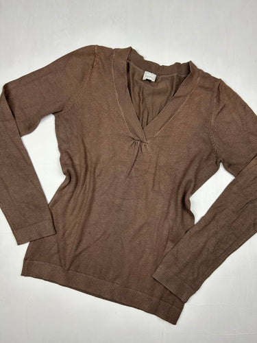 Brown V neck cotton jumper (S/M)