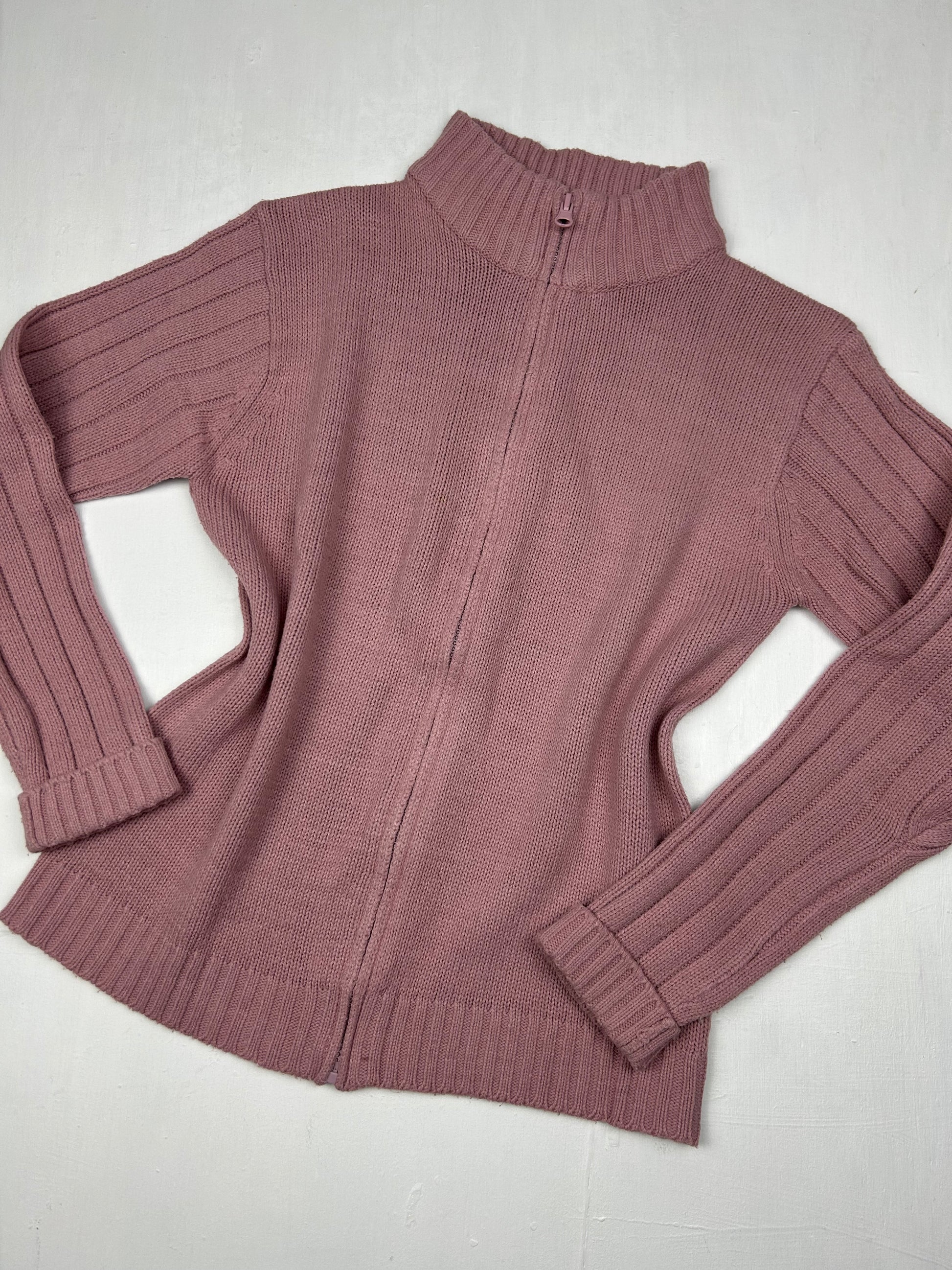 Pink zip up cardigan jumper (S/M)