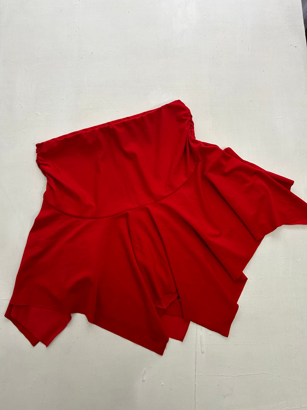 Red asymmetric low rise mini micro skirt 90s y2k vintage (S)